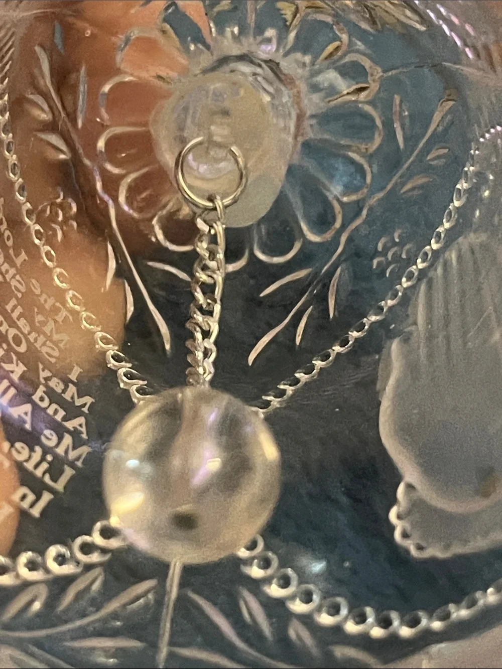 Vintage Emson Lead Crystal Lord is my Shepherd Psalms Pair of Bells 003